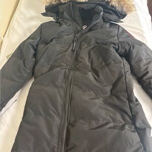 Womens Canada Goose Mystique Black Long Parka Puffer Winter Jacket Fur Used